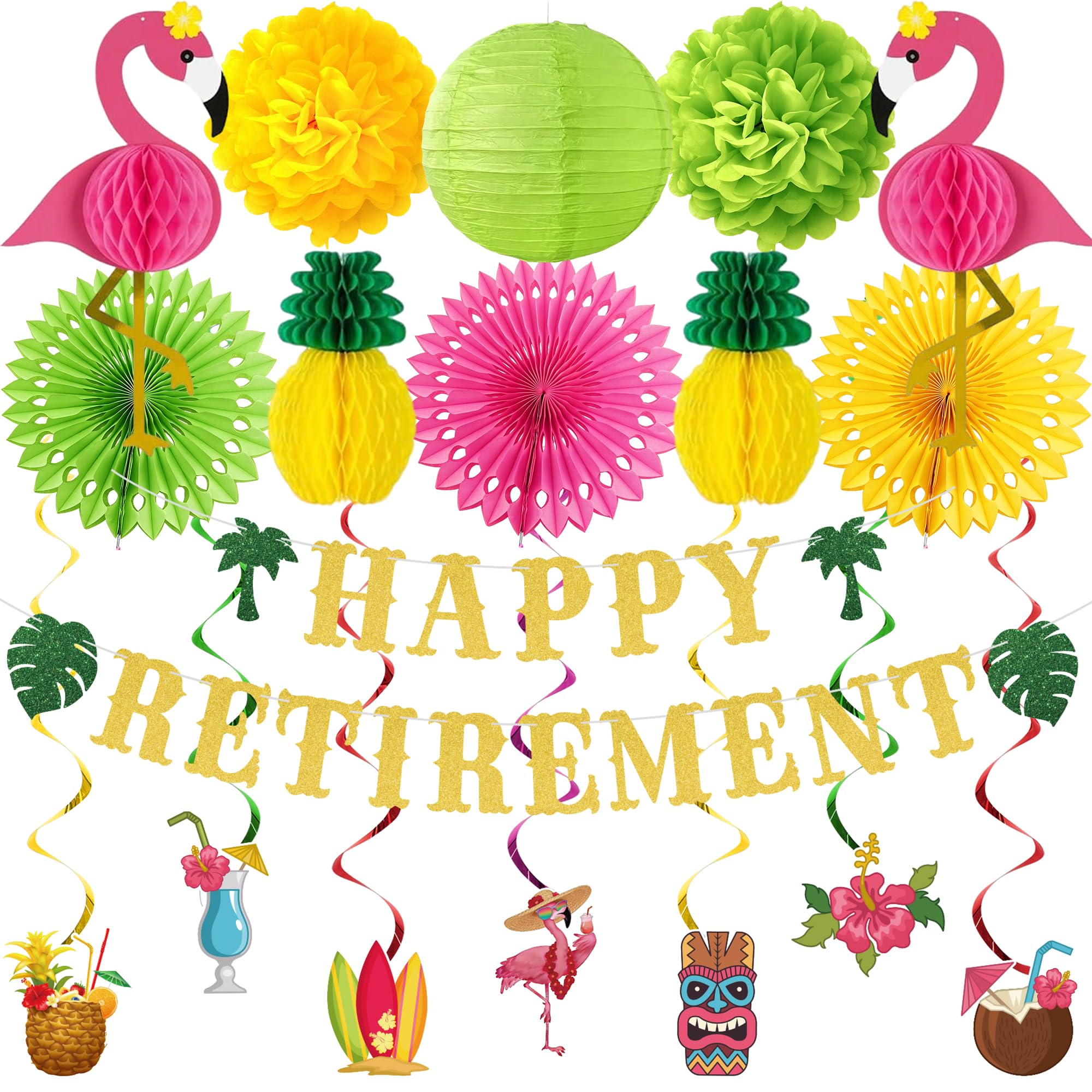 Retirement Party Decorations Men Women, Tropical Hawaiian Themed
