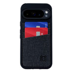 Pixel 9/9 Pro Card Case, 2 Slots, Magnetic Mount, Canvas Leather - Black