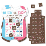 Big Dot of Happiness Buck or Doe - Picture Bingo Cards and Markers - Hunting Gender Reveal Party Shaped Bingo Game - Set of 18