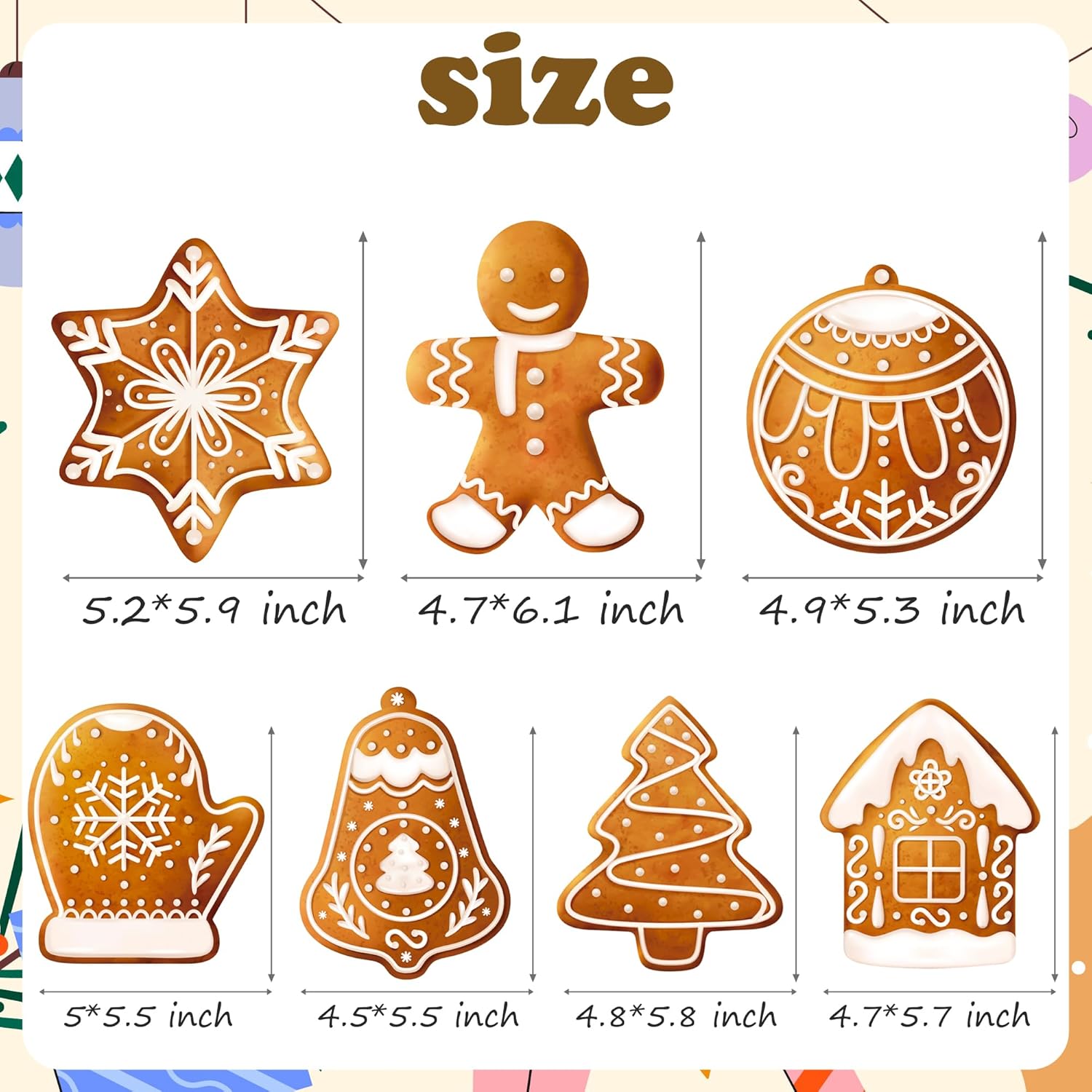 20Pcs Christmas Gingerbread Party Hanging Swirls Gingerbread Snowflake Tree Theme Ceiling Streamers Xmas Winter Hanging Decorations For Christmas Winter Holiday Party Supplies