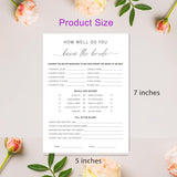 How Well Do You Know The Bride Game, Bridal Shower Questionnaire Cards, Who Knows The Bride Best, Minimalist Wedding Game, Bridal Shower Games, Bachelorette Party Games -Wktb01
