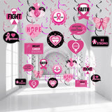 24 Pcs Breast Cancer Awareness Decorations, Pink Ribbon Swirl