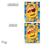 My Scratch Offs - 25 Pack Smiley Face Emoji Valentine Scratch Off Cards, 3x4 Inch Game Cards for Classroom Exchange, White Elephant Gifts & Party Favors for Valentine's Day