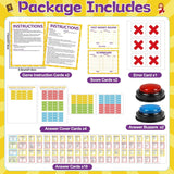 Christian Bible Friendly Feud Game Religious Card Board Game Night Church Group Bible Trivia Games Cards With Two Buzzers For Church Group Activity Xmas Holiday Party Office Class Team Building
