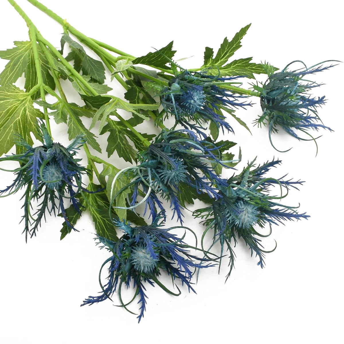 Blue Artificial Thistle Flower Bouquet 2Pcs, Artificial Spray Eryngiums Plants Rustic Thistle Simulation Sea Holly For Wedding Party Home Office Decoration