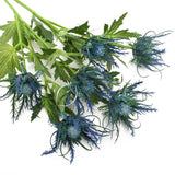 Blue Artificial Thistle Flower Bouquet 2Pcs, Artificial Spray Eryngiums Plants Rustic Thistle Simulation Sea Holly For Wedding Party Home Office Decoration