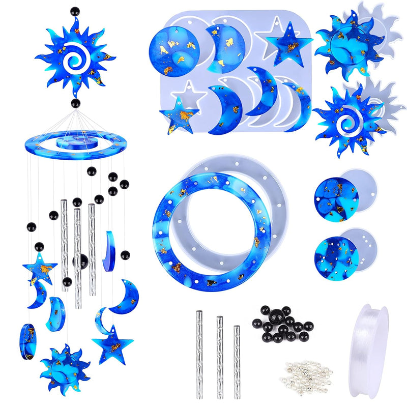 Resin Molds, 63 Pcs Wind Chimes Silicone Molds Kit, Epoxy Windchimes Casting Mold For Diy Wind Bell, Keychain Earring Pendants Ornaments