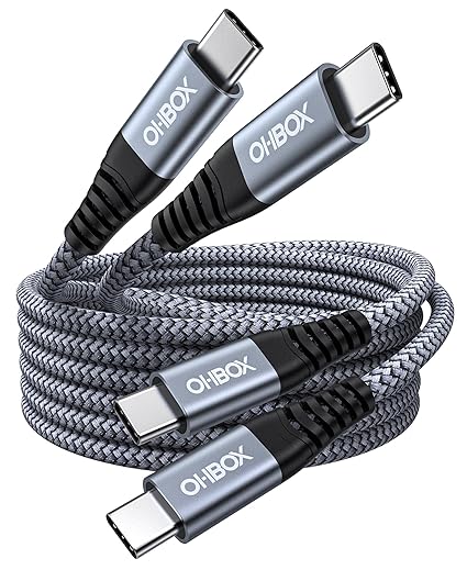 2 Pack 6FT 60W USB C to USB C Fast Charging Cable Braided Cord for iPhone Samsung CarPlay