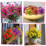 15 Bundles Artificial Summer Flowers For Outdoor, Fake Silk Morning Glory For Outside Uv Resistant, Realistic Faux Plants For Planters(Not Include Flower Pot)