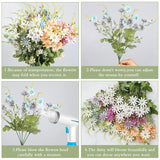 6 Bundles Wildflowers Fake Daisy Outdoor Artificial Flowers Uv Resistant Silk Wild Flower Bouquets Bulk Faux Plants Plastic Greenery For Decoration Vase Floral Spring Home Decor