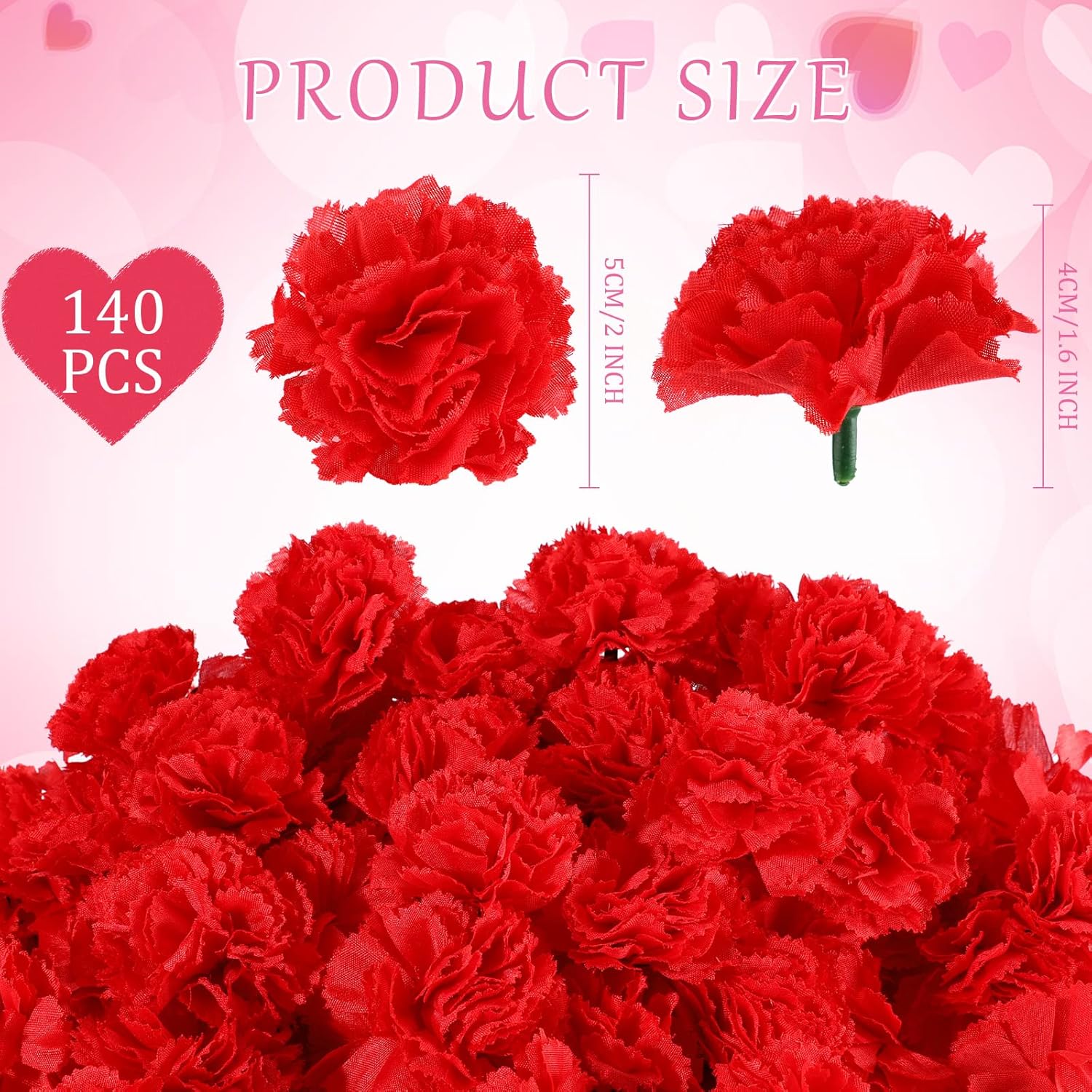 140 Pcs Marigold Flower Head Mexican Artificial Marigold Flowers Halloween Flower Day Of The Dead Decoration For Diwali Indian Decor Diy Wreath Garland Craft(2 Inch,Red)