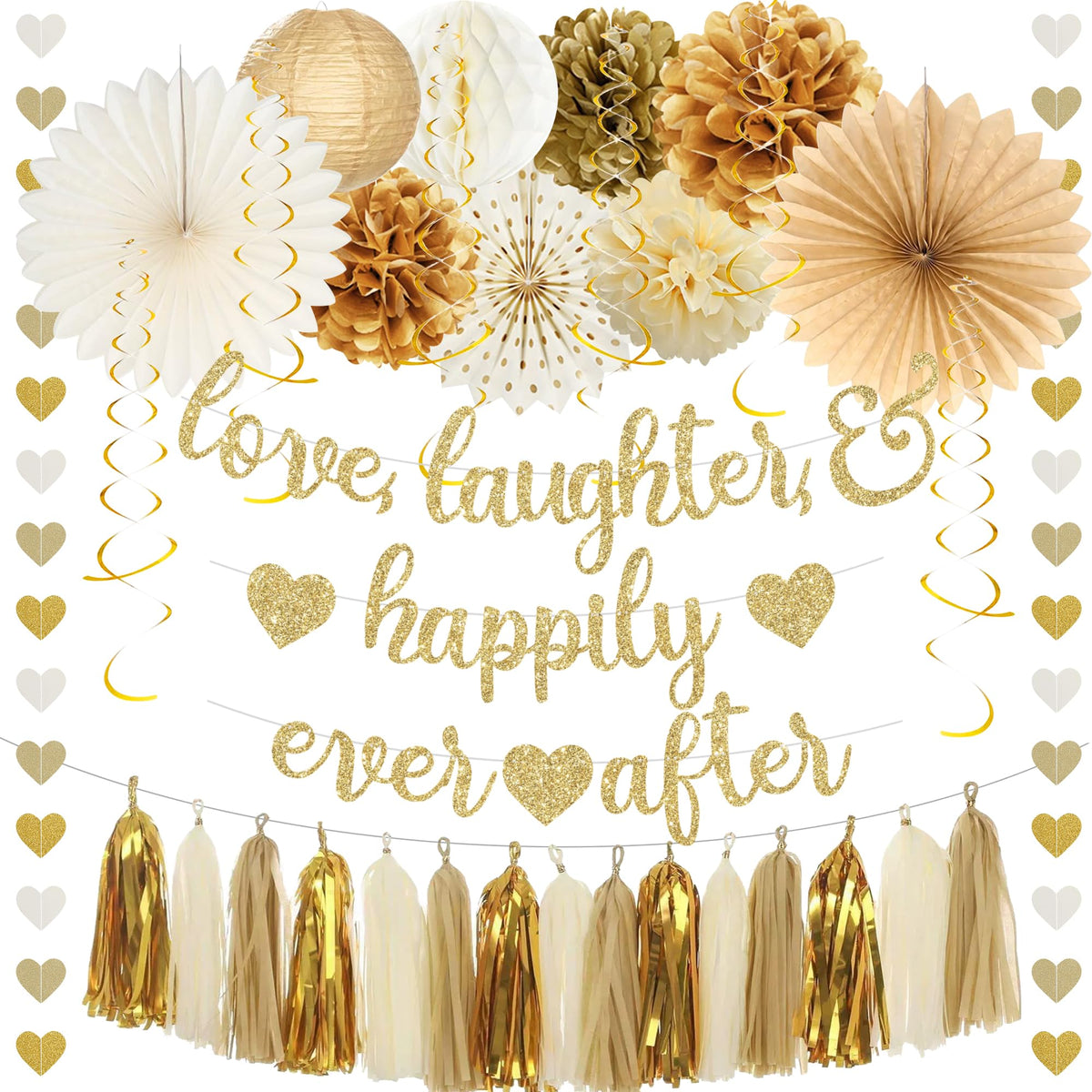 Gold Engagement Decorations, Love Laughter & Happily Ever After