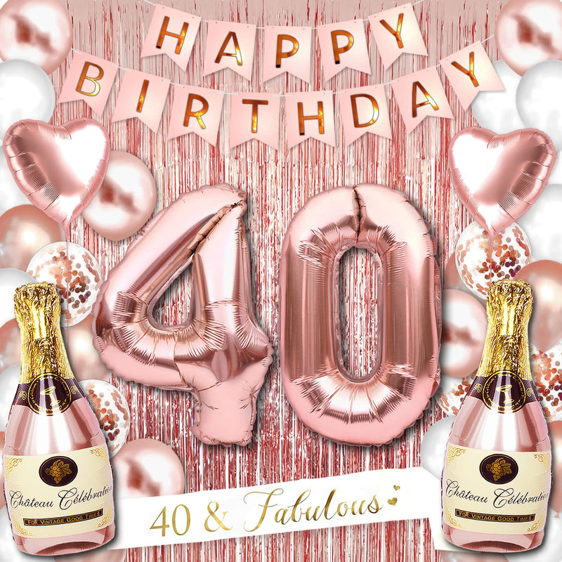 40Th Birthday Decorations For Women Rose Gold Supplies Big Set Includi