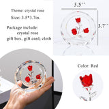 Red Rose Flower Crystal Figurine With Vase - Bouquet Flowers Ornament Gifts For Wife Girlfriend Women - Handmade Crystal Flower Collectible Home Table Decor ?For Valentine'S Day Wedding Anniversary
