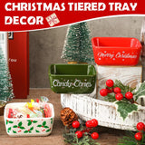 3 Pcs Christmas Sugar Candy Bowl Small Ceramic Bowl Merry Xmas Candy Cane Dish Snowflake Candy Snack Dish For Winter Holiday Party Farmhouse Home Table Tiered Tray Decoration Housewarming Gift