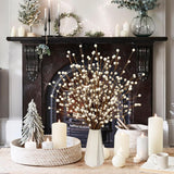 24 Pcs White Berry Picks 17 Inch Tall Christmas Berry Stems Christmas Tree Branches With White Berries For Xmas Tree Winter Holiday Vase Filler Centerpiece Flower Arrangement