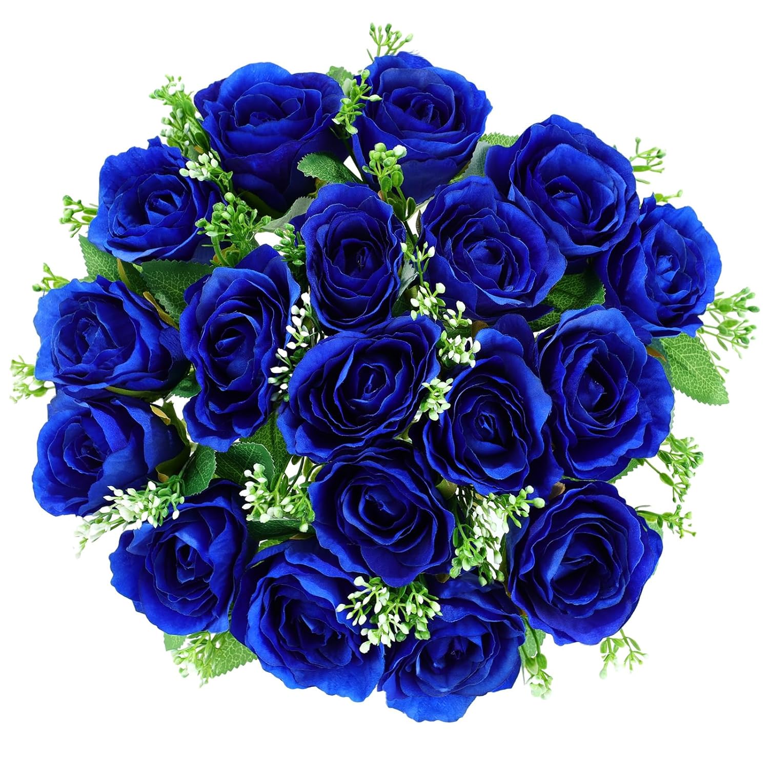 Cemetery Decorations For Grave-18 Blue Silk Memorial Artificial Rose Flower For Headstones Graveyard Graveside Grave Vase Funeral Decorations