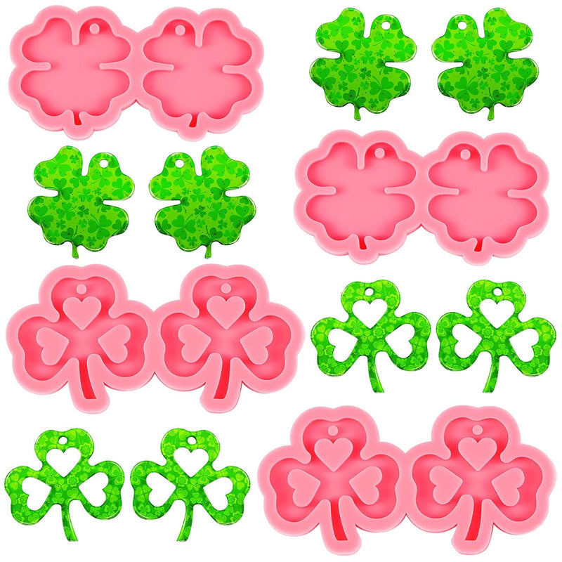 4 Pieces St. Patrick'S Day Silicone Molds Shamrock Keychain Resin Mold