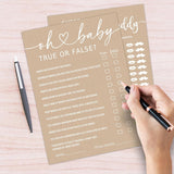 Hilarious Baby Shower Game Cards Ideas, 5" X 7" Double-Sided Baby Shower Games For Girl Or Boy, Brown Minimalism Gender Reveal Party Supplies - E08
