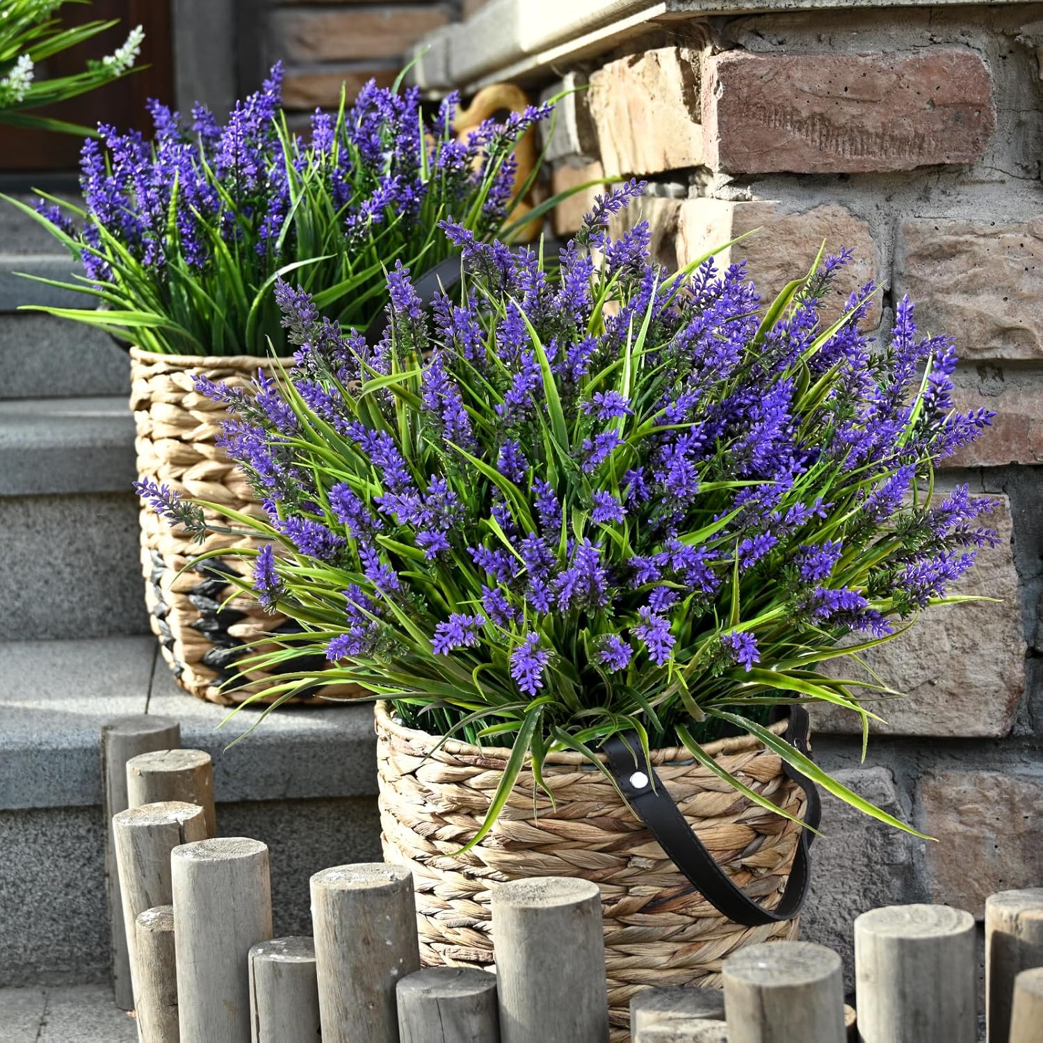 20 Bundles Artificial Plants Outdoor,Fake Flowers Uv Resistant Outdoor Fake Plants,Faux Lavender Shrubs For Window Garden Patio Hanging Planter Pathway Front Porch (Purple)