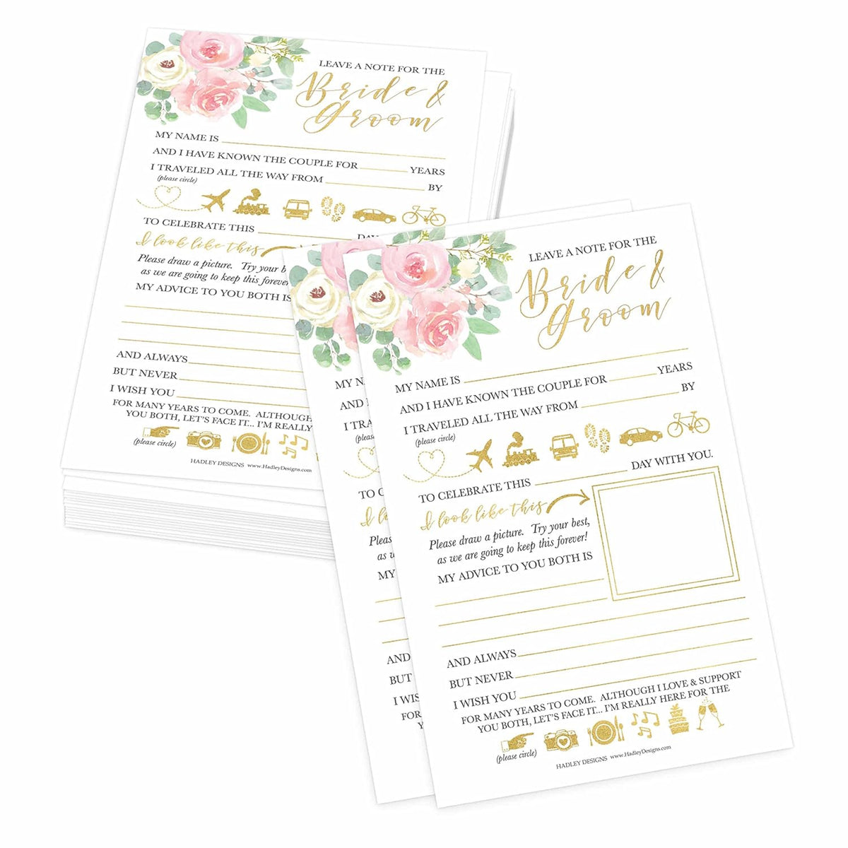 25 Floral Wedding Advice Cards-Bridal Shower Games, Wedding Guest Book Alternative, Wedding Card Boxes For Reception, Wedding Games For Guests, Reception Advice For The Bride