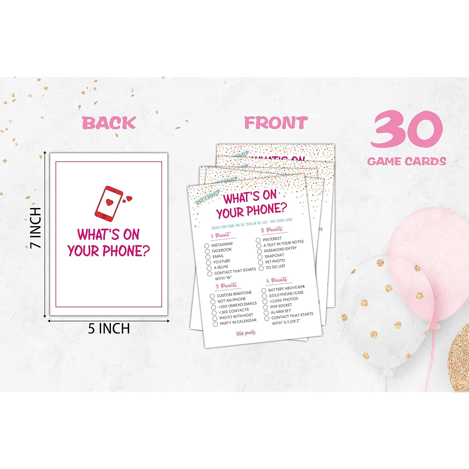 Birthday Game Cards - Teens Birthday Party Game - 30Cards – Birthday Game Card Set - (Birth09)