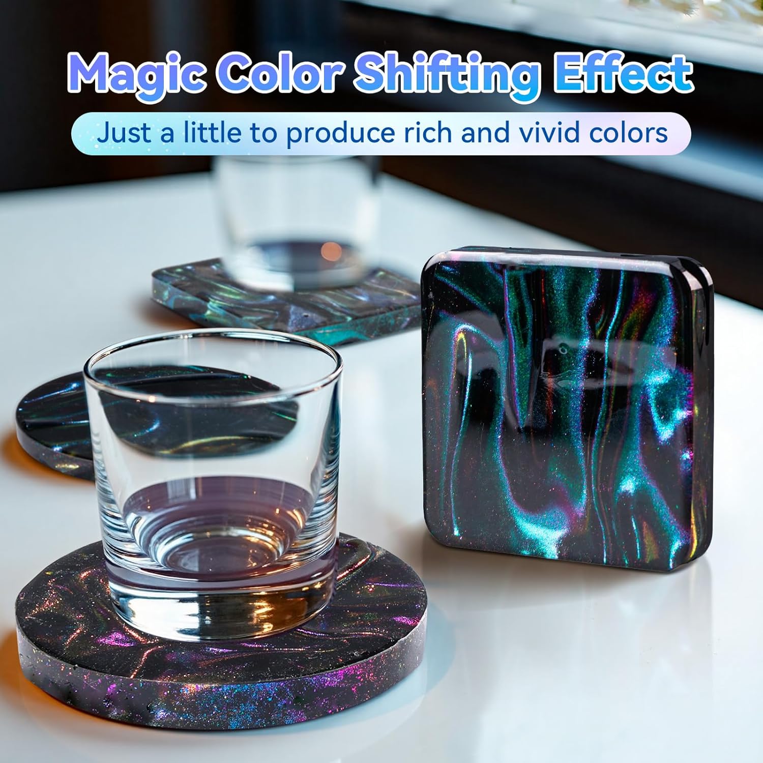 Chameleon Flakes, Resin Supplies -Intense Color Shift Pigment Powder For Resin Molds/Tumblers, Chrome Powder Pigment For Christmas Nail Art/Paint/Soap Making