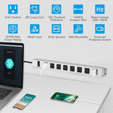 Heavy Duty Metal Surge Protector Power Strip 8 Outlets 6FT 14AWG Extension Cord Wall Mount White
