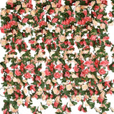 10 Pack Fake Rose Vine Flowers Plants Artificial Flower Hanging Rose Ivy Home Hotel Office Wedding Party Garden Craft Art Déco