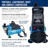 Cool Runner Dual Fan Air Compressor Professional Airbrushing System Kit With 3 Airbrushes, Gravity & Siphon Feed - 6 Primary Opaque Colors Acrylic Paint Artist Set, Hose & Holder