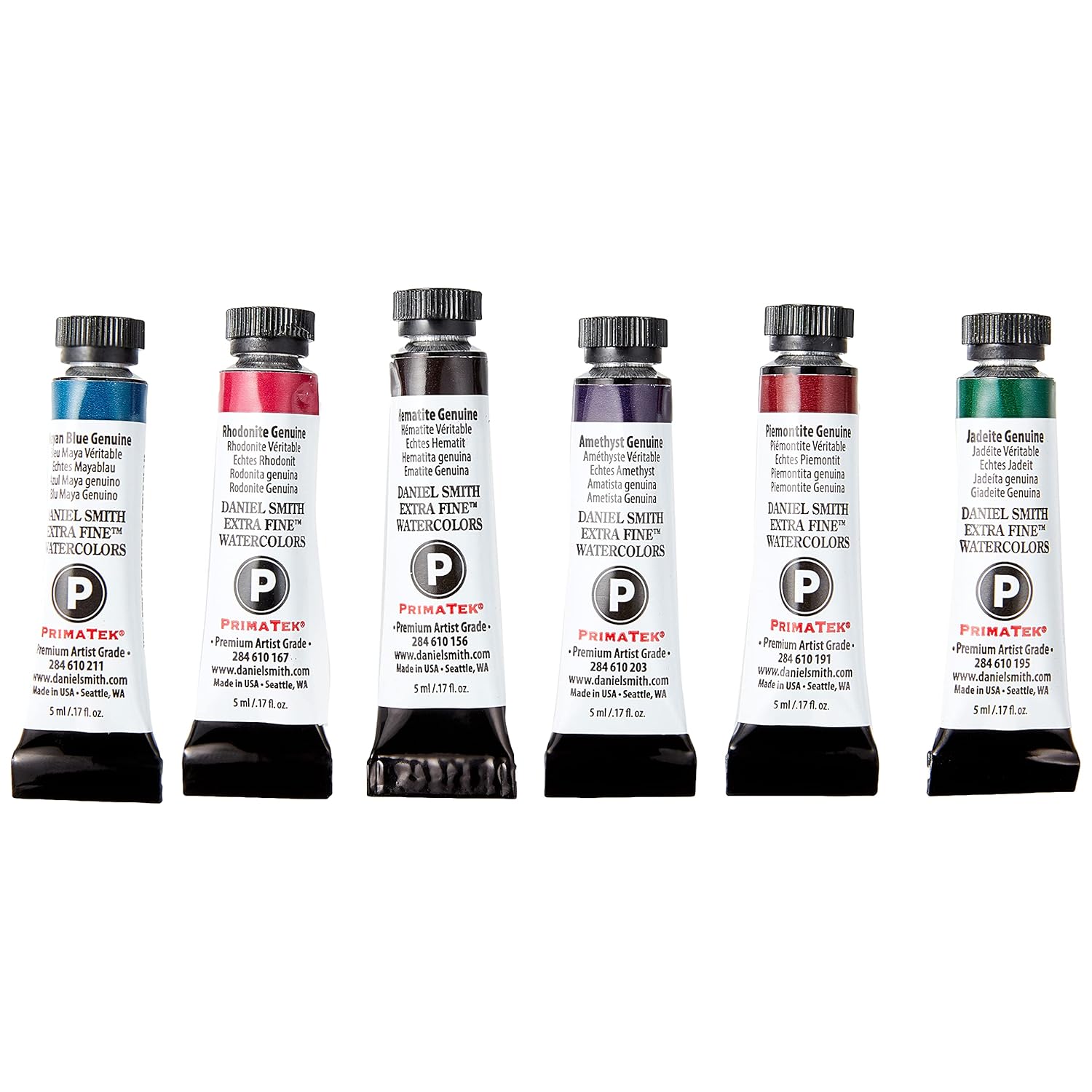 Daniel Smith Watercolor, 5ml Tubes, Mineral Mixing Set with 6 Primatek Watercolor Tubes, 1oz Watercolor Ground, Mixing Guide, Plastic Case (Total 9 Pieces) 285610103