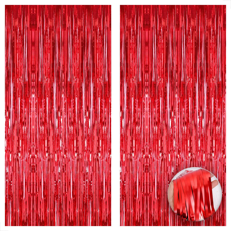 , Xtralarge 6.4X8 Feet Red Streamers - Pack Of 2, Red Backdrop | Red F