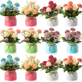 12 Pcs Hydrangea Artificial Flowers In Vase Artificial Hydrangea Potted Small Fake Flowers Table Centerpiece Decoration Arrangement Faux Floral Indoor For Wedding Party Home Office Desk