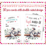 30 Pcs Koala Valentines Day Cards, Cute Valentines Day Gifts For Teen, Greeting Cards For Classroom Gift Exchange Party Favor Supplies(Mq-6-5)