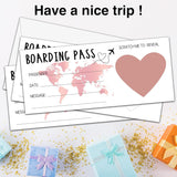 Scratch Surprise Boarding Pass, 2 Set Make Your Own Diy Travel Ticket, Surprise Reveal Card For Holiday, Christmas, Wedding, Birthday, Anniversary, Party Supply(3.5"X8" Pink)-A004