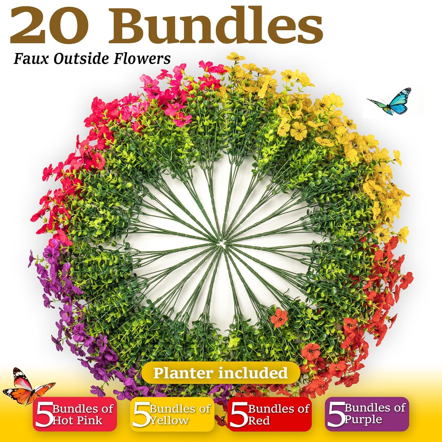 Railing Planter Boxes With Artificial Flowers, Adjustable Balcony Planters For Railing Hanging, Uv Sun Resistant Colorful Daisy For Porch Patio Balcony Home (1 Pack, 24 Inch)
