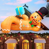 10 Ft Christmas Inflatables Gingerbread Man, Christmas Blow Up Yard Decorations With Built-In Leds, Lying Gingerbread In