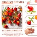 20 Pcs Artificial Pomegranate Branches 17.72'' Tall Faux Pomegranate Flower Stem Orange Fake Berries Branches For Wedding Home Vase Party Decorations