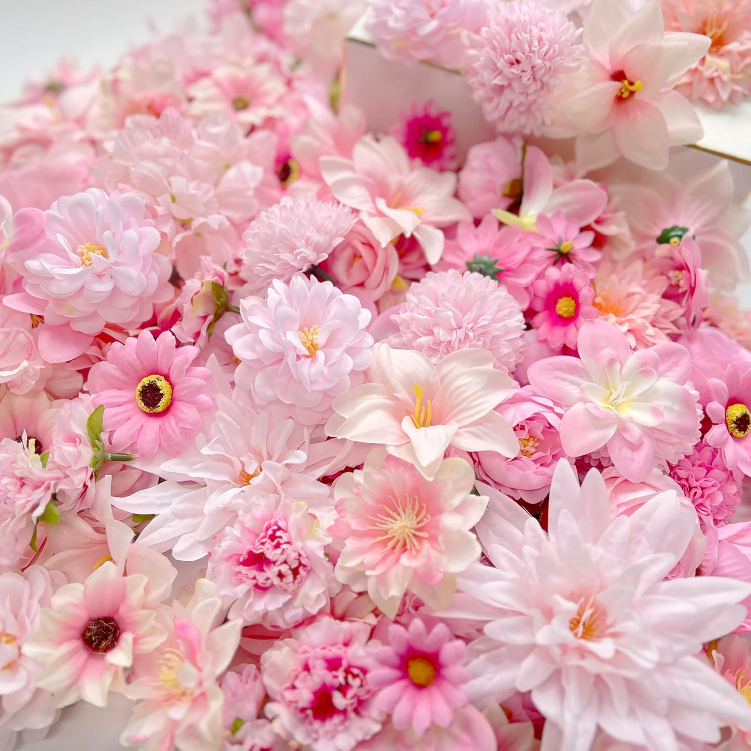 Fake Flowers Pink Rose Artificial Flowers Bulk Small Faux Flowers Heads For Crafts Diy Home Spring Wreath Garden Floral Party Wildflower Garland Decor Mini Silk Fabric Flowers Decoration 3-12Cm (Pink)