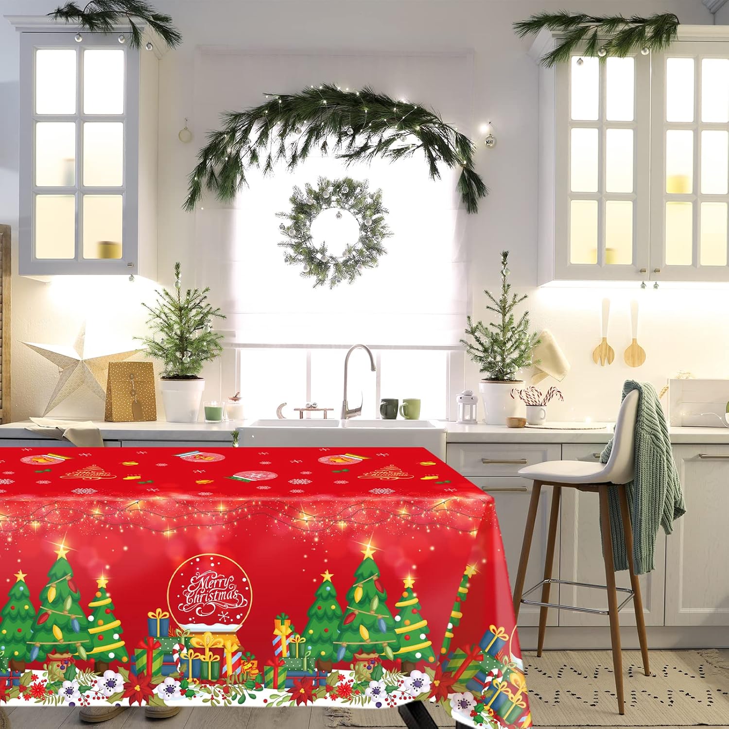 Christmas Tablecloths 3 Pack Merry Christmas Red Plastic Party Decorations 54 X 108 Holiday Party Table Cover Christmas Disposable Tablecloths