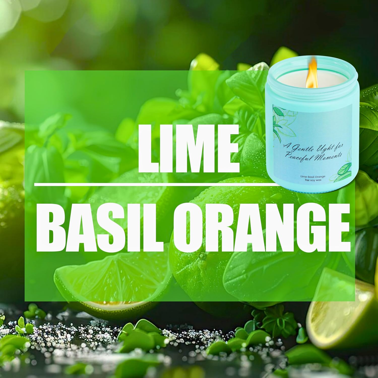 Lime Basil Orange Scented Candle – 7Oz Hand-Poured Non-Toxic Soy Wax, Aromatherapy For Relaxation, Stress Relief & Cozy Home, Thoughtful Gift For Mum, Sister & Friends