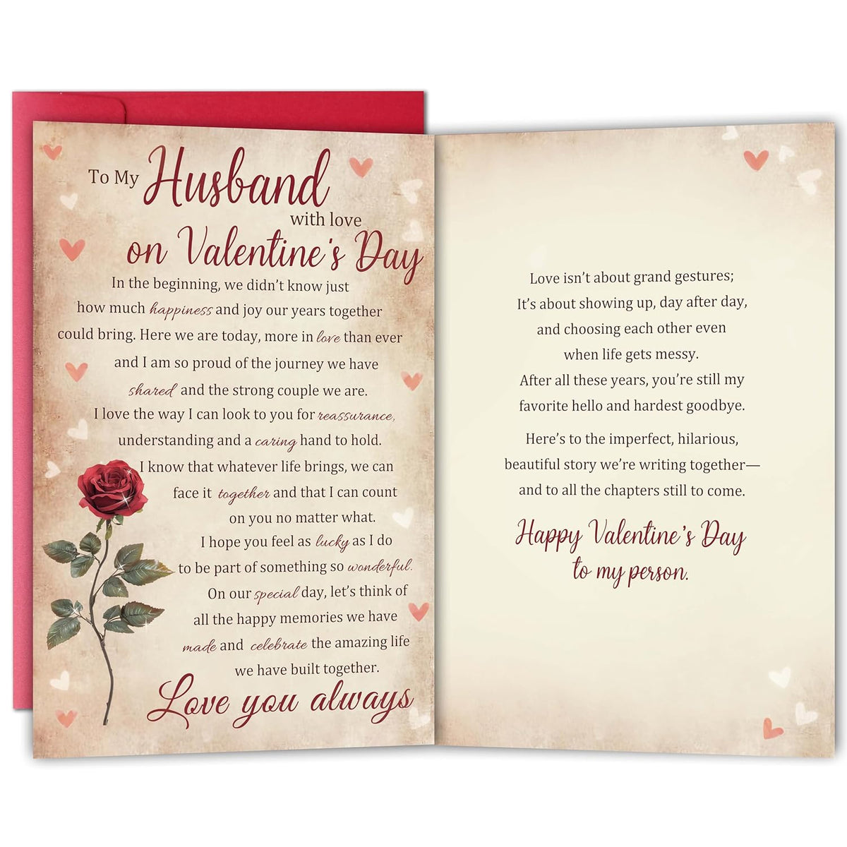 Poem Valentine’S Day Card Gifts For Husband Him, Romantic Wife To Husband Greeting With Heartfelt Love Message