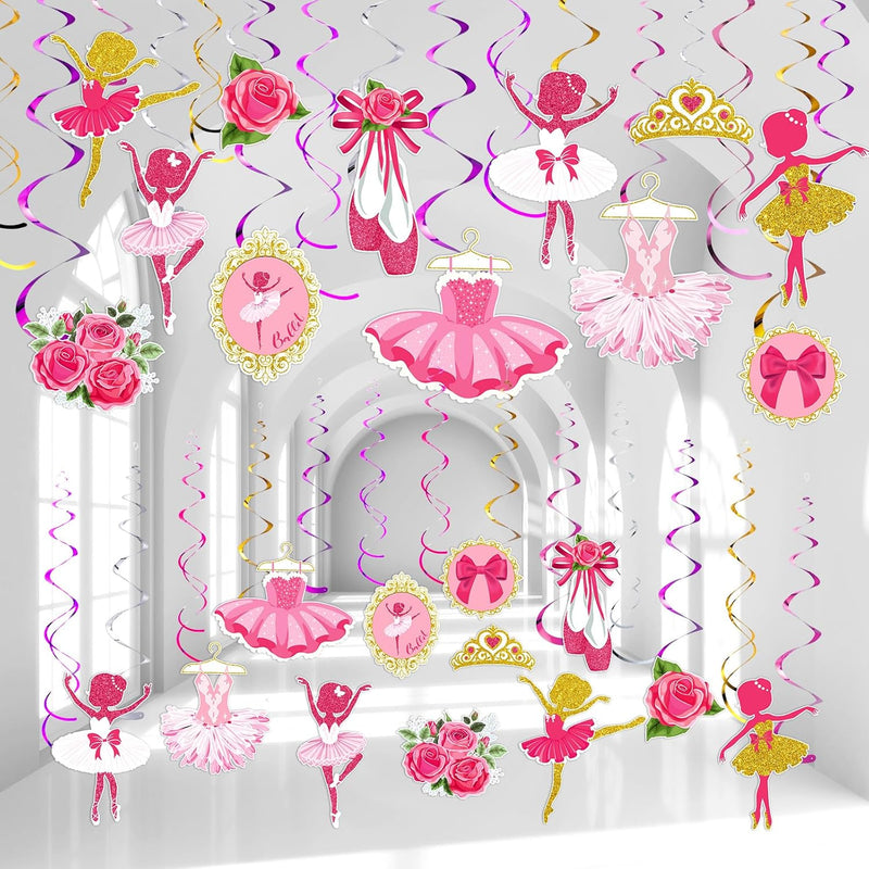 30 Pieces Ballerina Party Decorations Ballet Dancer Hanging Swirls Dou