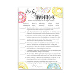 Donut Baby Shower Games — Baby Traditions Around The World Game — Pack Of 25 — Fun Facts Doughnut Theme Shower Activity Trivia Girl Or Boy Gender Neutral Pink Or Blue Couples Shower Reveal G850-Btw