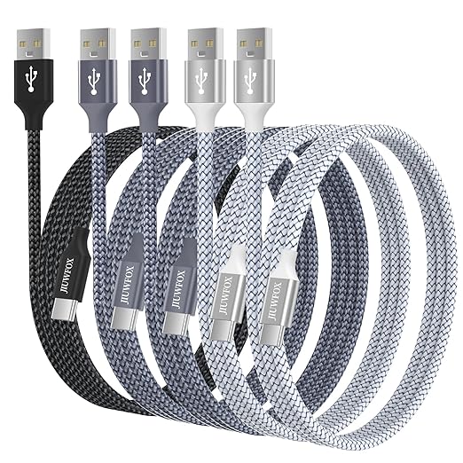 5 Pack USB to USB C Fast Charging Cable Set 3FT 6FT 10FT Charger Cords