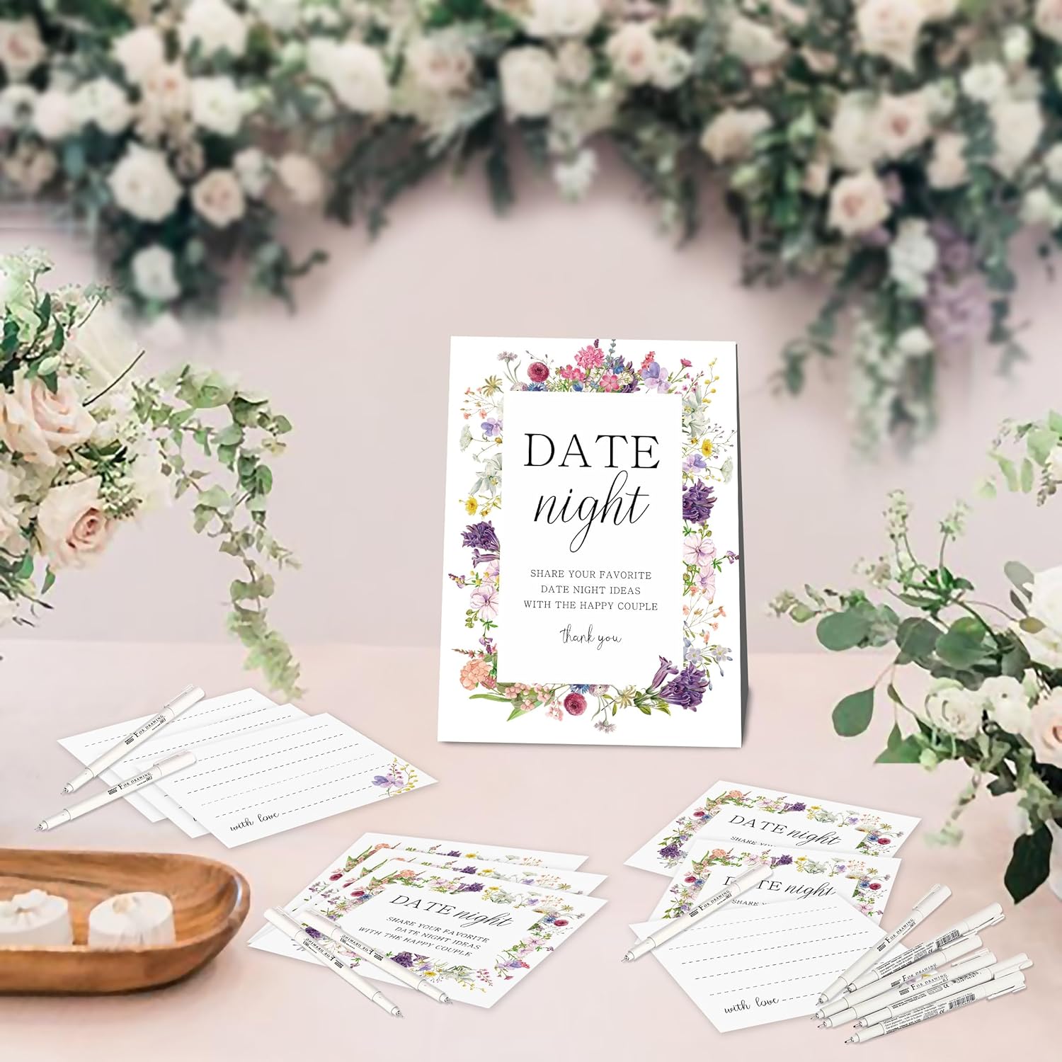 Date Night Game Sign And 50 Date Night Cards, Bridal Shower Bachelorette Games, Wedding Reception Games, Bridal Shower Favors, Love Is In Bloom Decorations-Dnc10