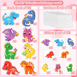 32Pack Valentine'S Day Cards For Kids, Dinosaur Valentines Cards With Tattoos And Envelopes, Happy Valentines Cards For Kids School Classroom, Party Favors Valentines Exchange Cards