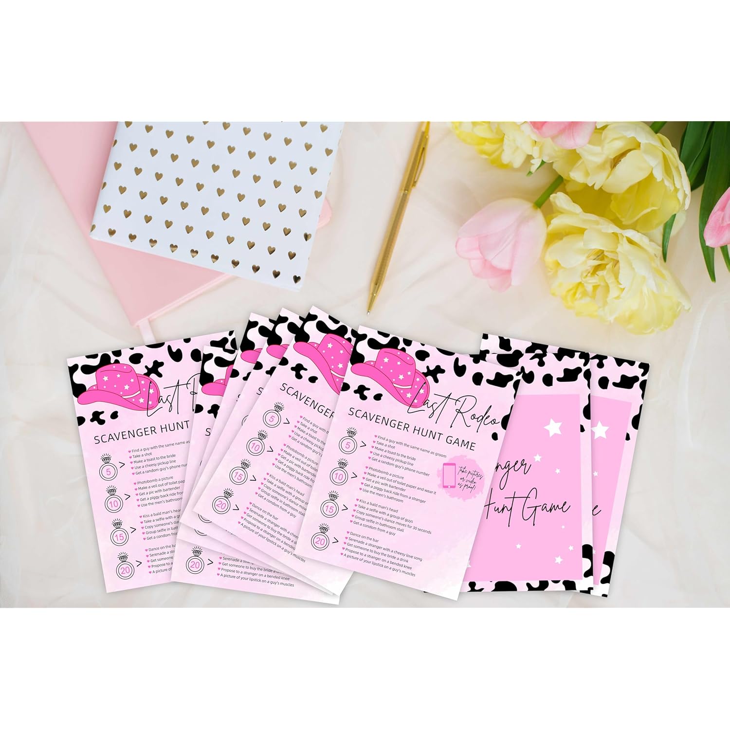 Last Rodeo Bachelorette - Nashville Cowgirl Bridal Shower Games & Supplies - 25 Game Cards