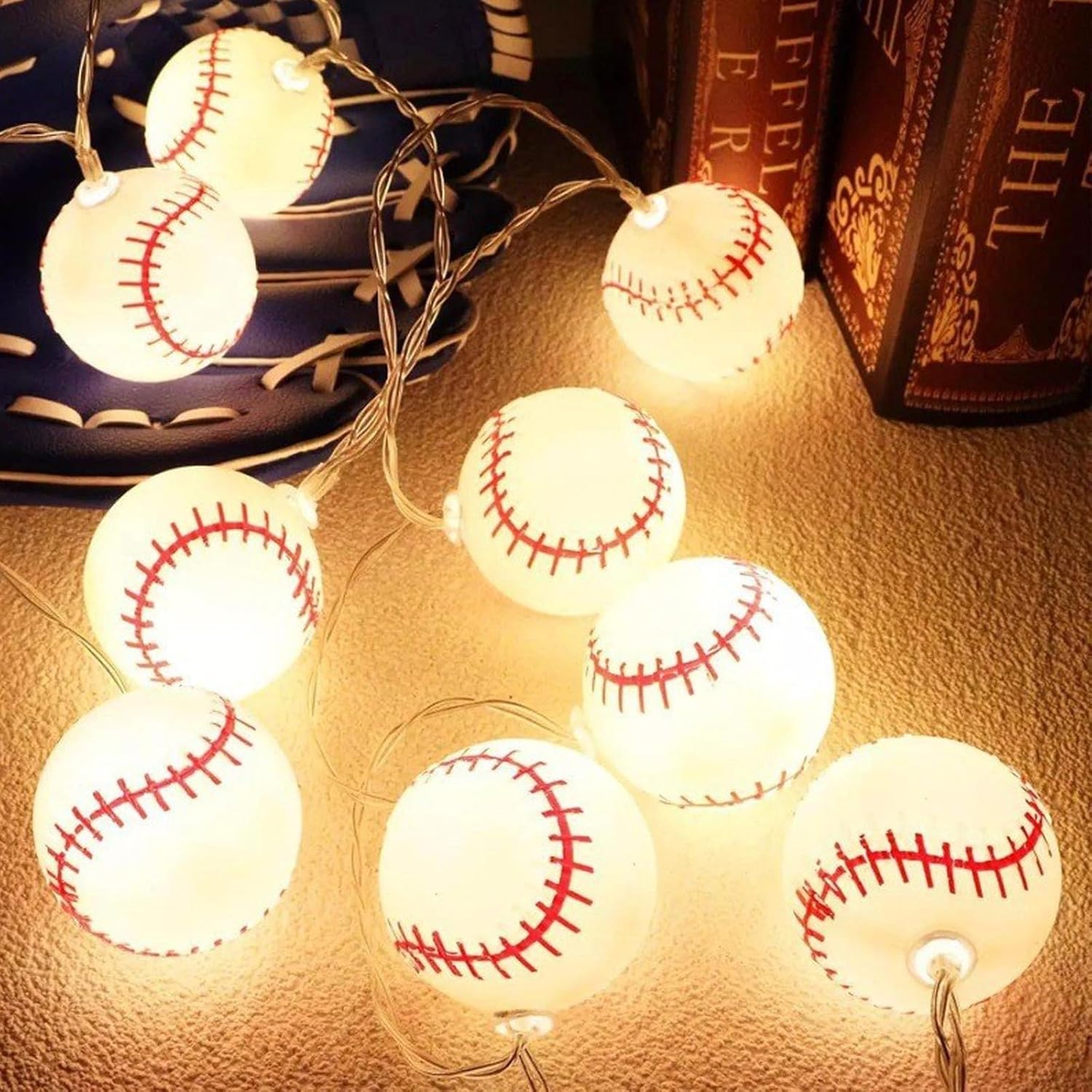 Baseball Decor For Boys Room,Baseball String Lights Usb Powered 20 Led 14Ft,Gift Decorative For Sports Theme Party Birth