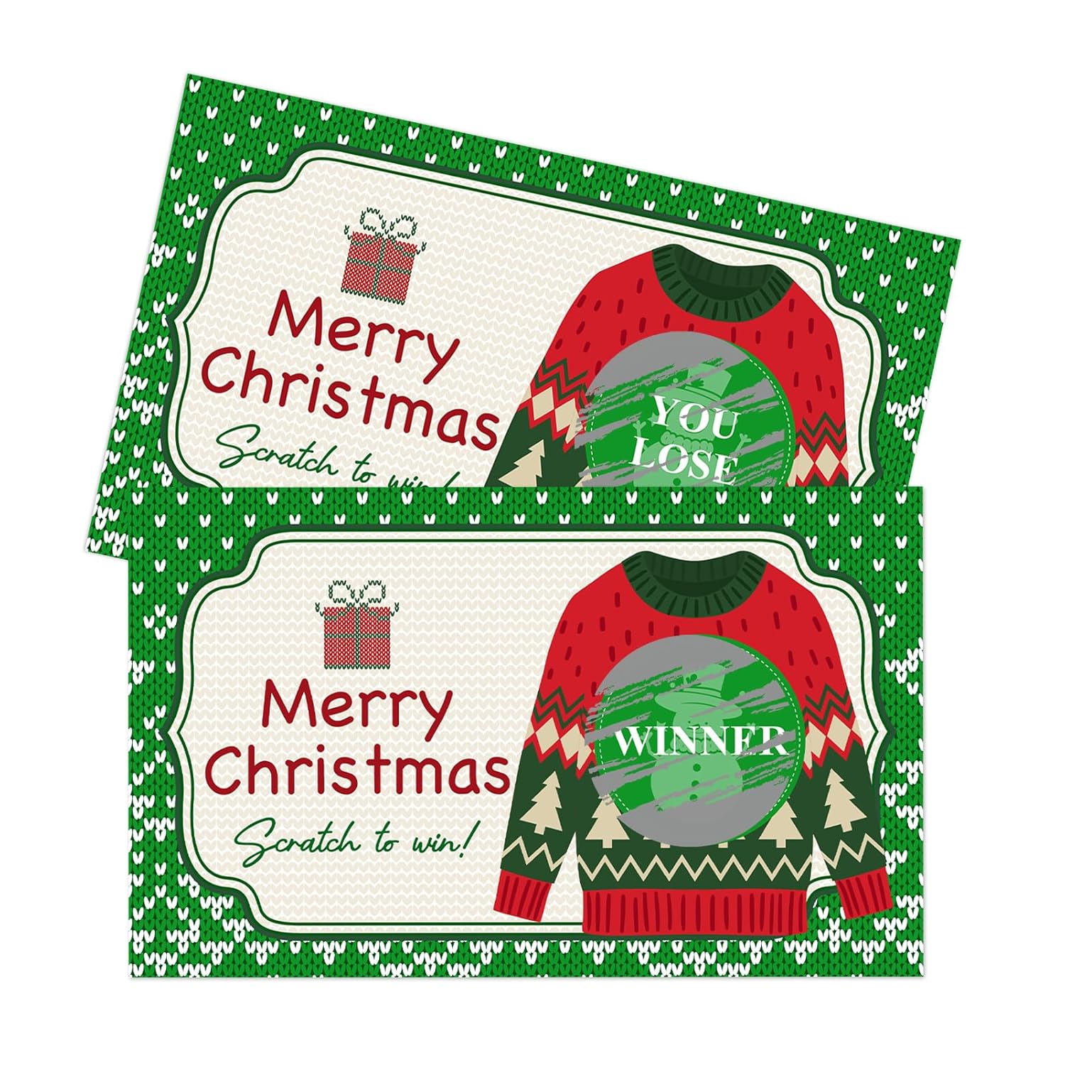 Christmas Scratch Off Cards, 50Pcs Ugly Sweater Party Scratch Off Tickets, Xmas Holiday Game Cards For Adults Family Groups Supplies Classroom Activities - C02